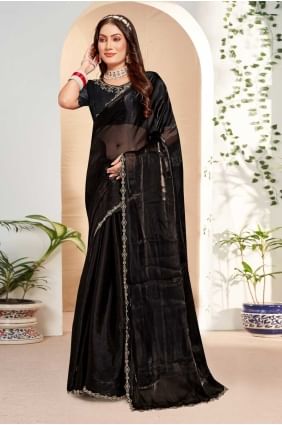Zardosi Silk Saree in Black SR27407