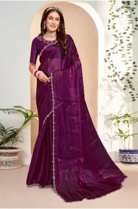 Zardosi Saree in Wine  Silk SR27409