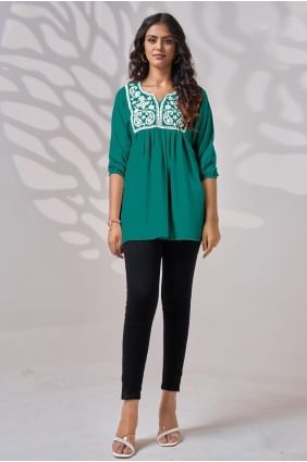 Embroidered Rayon Light jade  Kurti  KTI2524