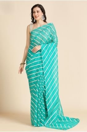 Plain Chiffon Saree in Seafoam  SR27492
