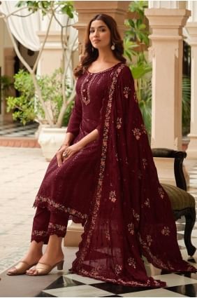 Chiffon Salwar Kameez with Embroidered SK154592