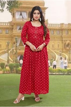 Kurti in Maroon Rayon with Digital print KTI2527