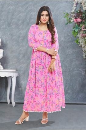 Kurti in Off yellow  Rayon with Digital print KTI2533