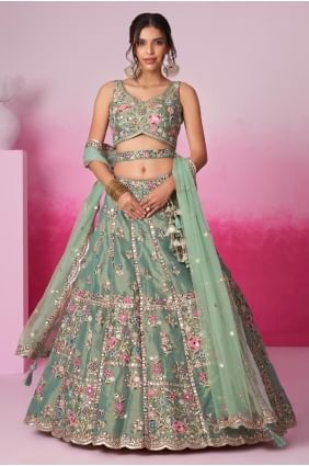 Seagreen  Embroidered Lehenga Choli in Net LC7994