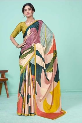 Multicolor Silk Saree with Digital print SR27507