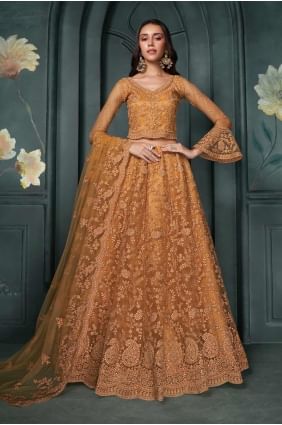 Orange Lehenga Choli with Embroidered Net LC7998