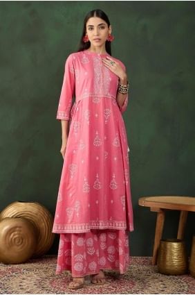 Red Embroidered Straight Pant Suit in Chiffon SK154605