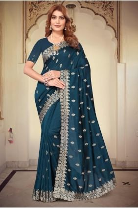 Morpeach Embroidered Bemberg Saree SR27517