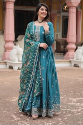 Embroidered Chiffon Gown Dress in Rama  GW0973