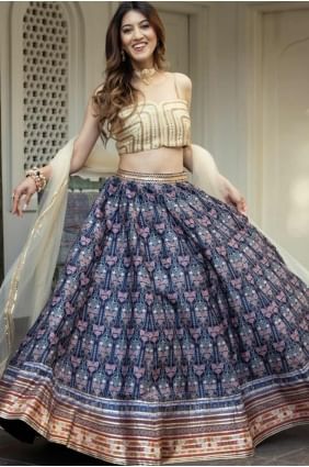Lehenga Choli in Blue Art silk with Digital print LC8006