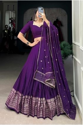 Purple Lehenga Choli in Chanderi with Weaving LC8012