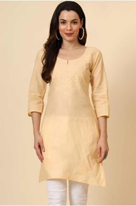 Cotton Kurti in Flesh with Embroidered KTI2549