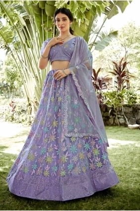 Embroidered Georgette Lehenga Choli in Light purple  LC8034