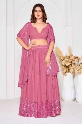 Embroidered Georgette Lehenga Choli in Dusty pink  LC8035