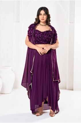 Purple  Lehenga Choli with Embroidered Georgette LC8039