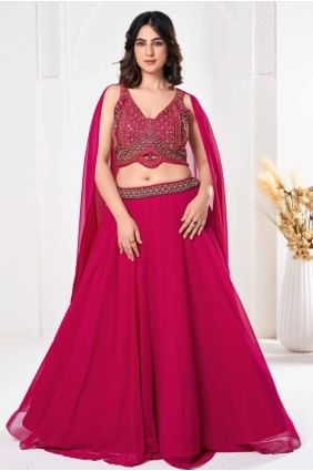 Georgette Pink Lehenga Choli in Embroidered LC8049