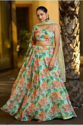 Georgette Lehenga Choli in Multicolor with Embroidered LC8051