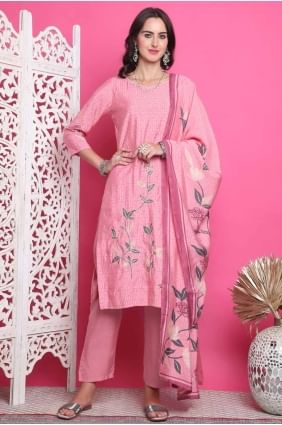 Pink Salwar Kameez with Printed Muslin SK154630