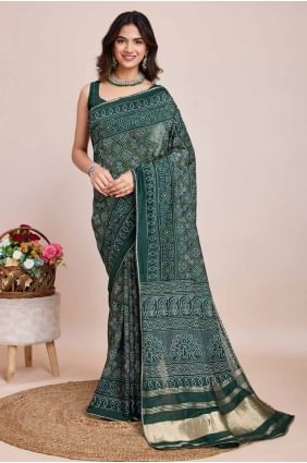 Green Weaving Cotton Saree SR27573