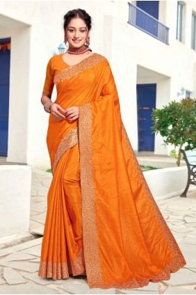 Mustrd  Saree with Embroidered Art silk SR27584