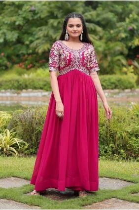Pink Bemberg Embroidered Gown Dress with Dupatta GW0999
