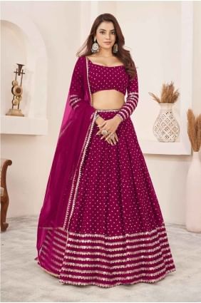 Pink Embroidered Georgette Lehenga Choli LC8080