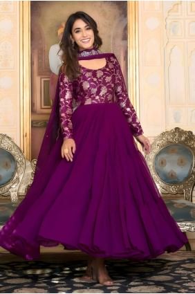 Zari Georgette Gown Dress in Wine  GW1002