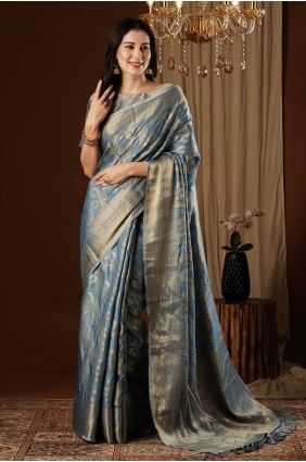 Grey Saree with Weaving Silk SR27598