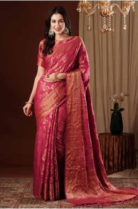 Pink Saree with Weaving Silk SR27599
