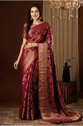 Maroon Saree in Silk with Weaving SR27601