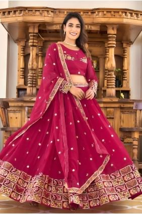 Rani Faux georgette Thread Lehenga Choli with Dupatta LC8118