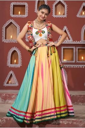 Silk Embroidered Multicolor Lehenga Choli with Dupatta LC8122