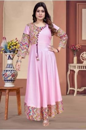 Rayon Pink Kurti in Digital print KTI2605