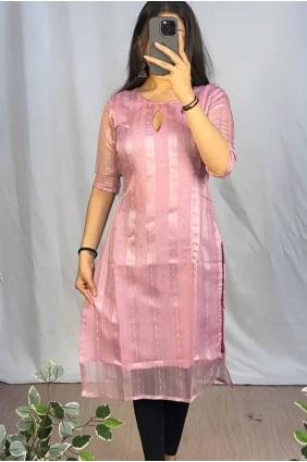 Organza Pink Kurti in Lace KTI2624