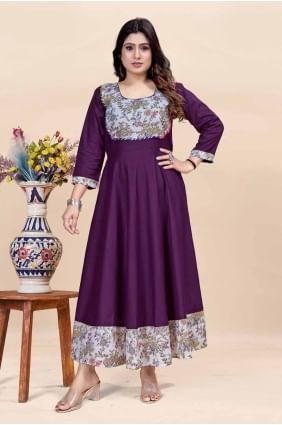 Digital print Rayon Kurti in Wine  KTI2611