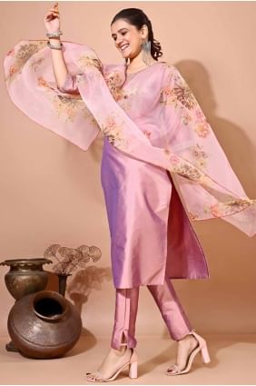 Silk Kurti in Off pink  with Embroidered KTI2614