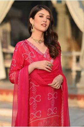 Embroidered Chiffon Red Straight Pant Suit with Dupatta SK155076