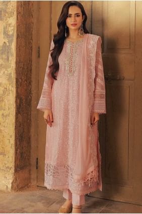 Embroidered Georgette Orange Eid Pakistani Suit with Dupatta SK155094