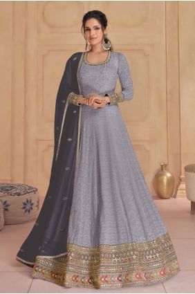 Georgette Eid Anarkali Suit with Embroidered AS4036