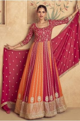 Georgette Gown Dress with Embroidered GW1098