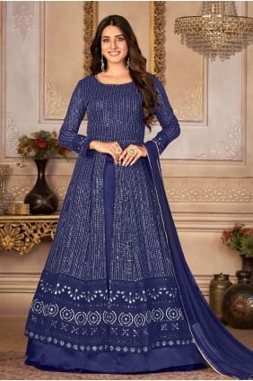 Anarkali Suit in Blue Faux georgette with Embroidered AS3429