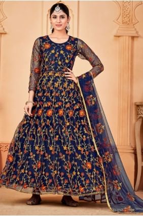 Eid Anarkali Suit with Blue Embroidered Net AS3464