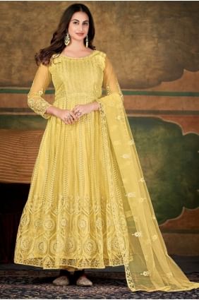 Net Chiku  Eid Anarkali Suit in Embroidered AS3466