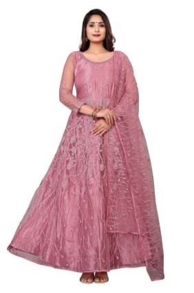 Dusty  Eid Anarkali Suit in Embroidered Net AS3476