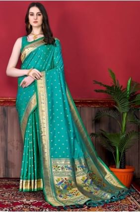 Turquoise  Saree in Silk with Weaving SR23947