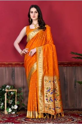 Weaving Yellow Saree in Silk SR23949