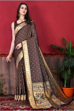 Saree in Silk with Brown  Weaving SR23950