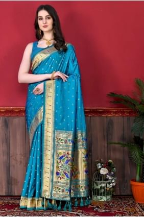 Silk Sky blue Saree in Weaving SR23953