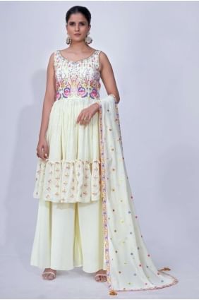 Off white Mirror Sharara Suit in Chiffon SS0987
