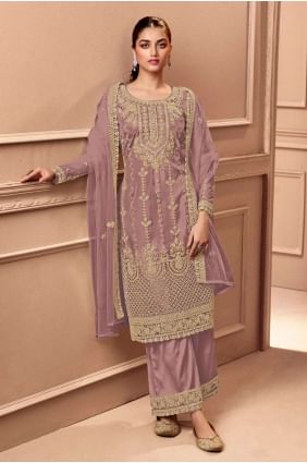 Embroidered Net Purple Eid Salwar Kameez with Dupatta SK152880